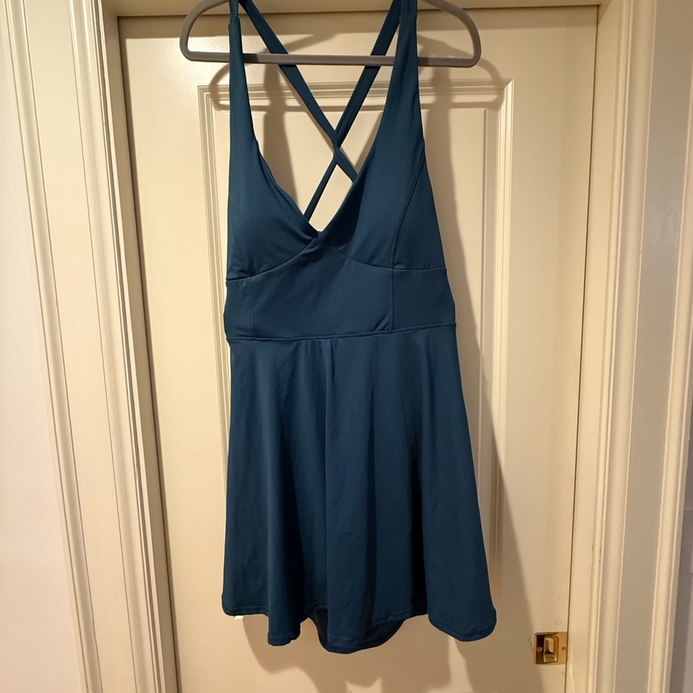 Halara Teal Dress with Crisscross Back